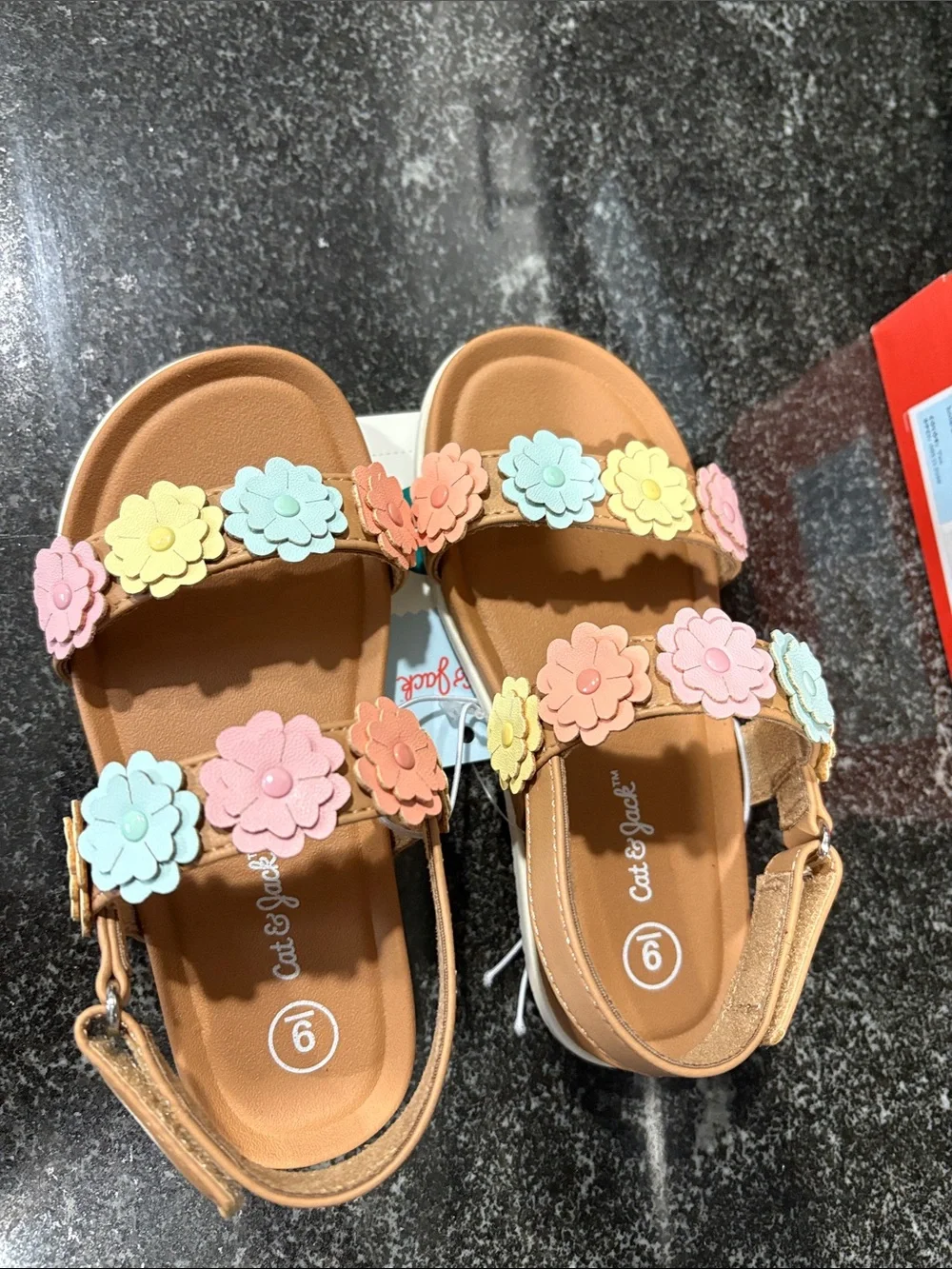 Cat & Jack Tan Floral Sharma Sandals - Size 9